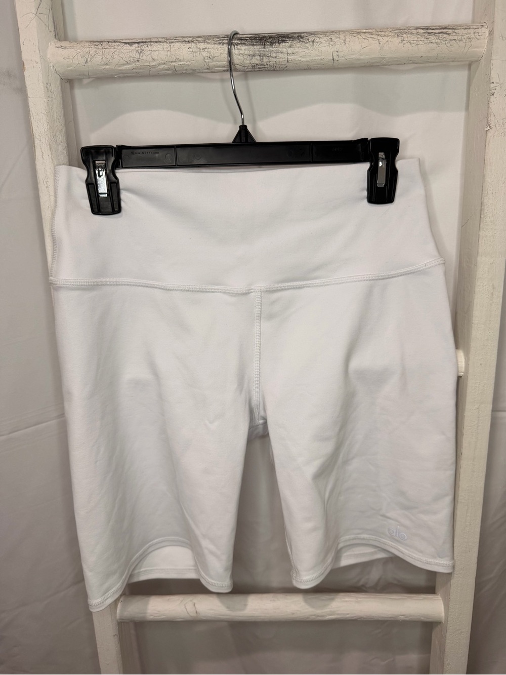 ALO Yoga White High-Waist Bike Shorts